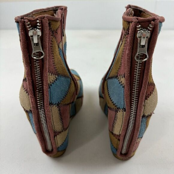Jeffrey Campbell Handmade Ibiza Suede Platform Ankle Boot Wedge Patchwork Sz 6 - Picture 4 of 7